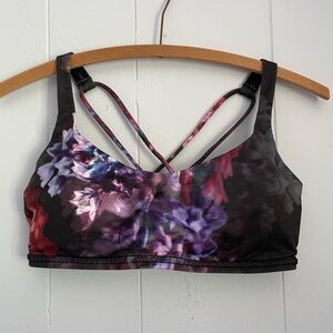 Lululemon Athletica Black and Purple Floral Sports Bra